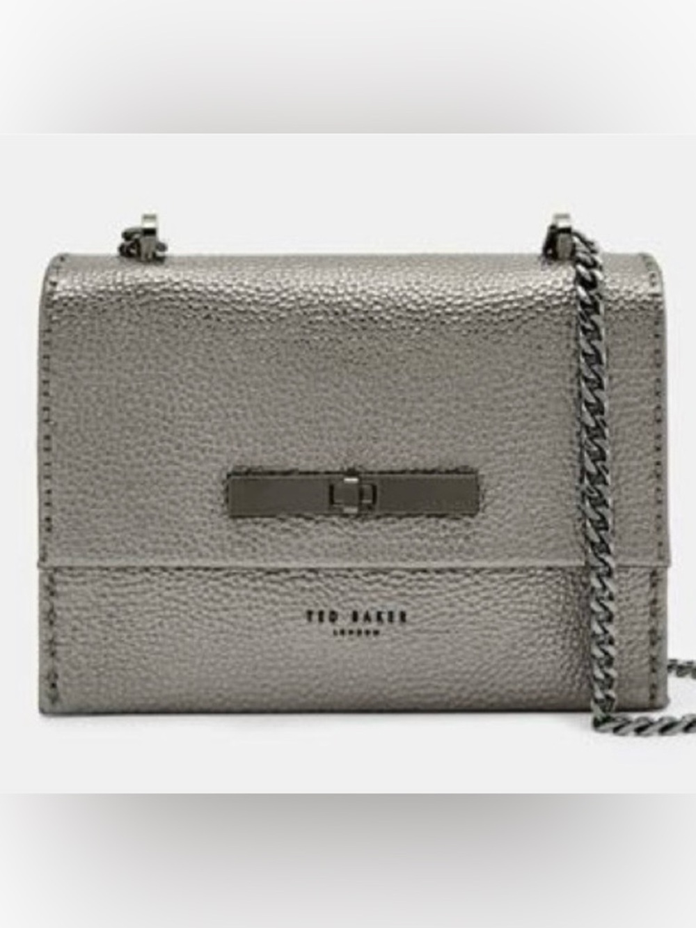 Ted Baker Juliah Gunmetal Pebbled Leather Crossbody Bag